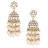 Pearls Gold Tone Kundan & Cluster Pearl Drop Traditional Jhumka Earring For Women-ZPFK16735