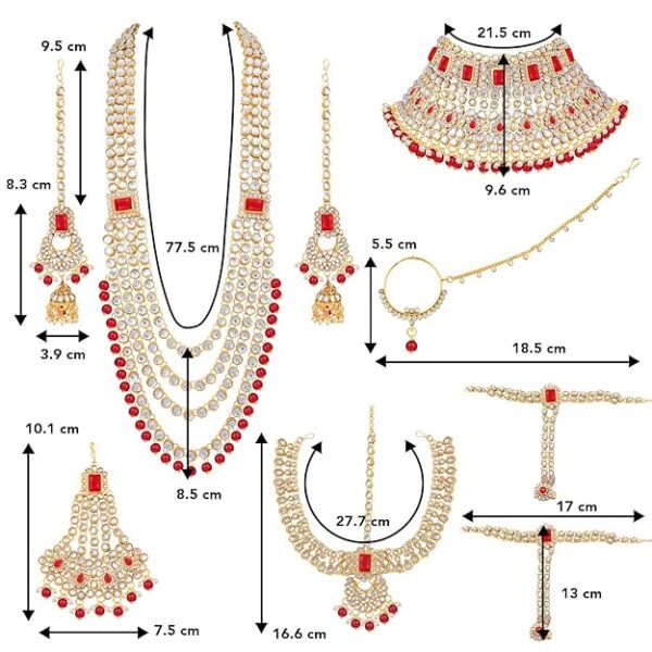 Peora Ethnic Indian Traditional Kundan Dulhan Bridal Jewelry Set Gift for Women - Image 3