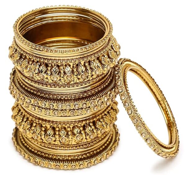 Latest Antique Gold Plated Set of 26 Stylish Traditional Bangle for Women - Image 4