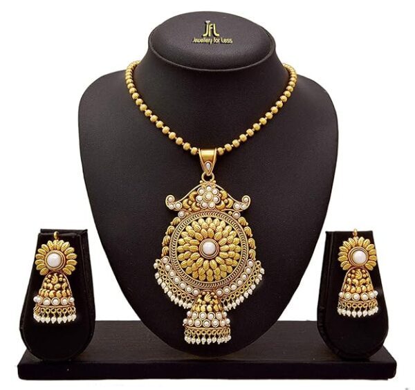 Lovely Pearl Embeded design Pendant set With Chain for Women & Girls - Image 4