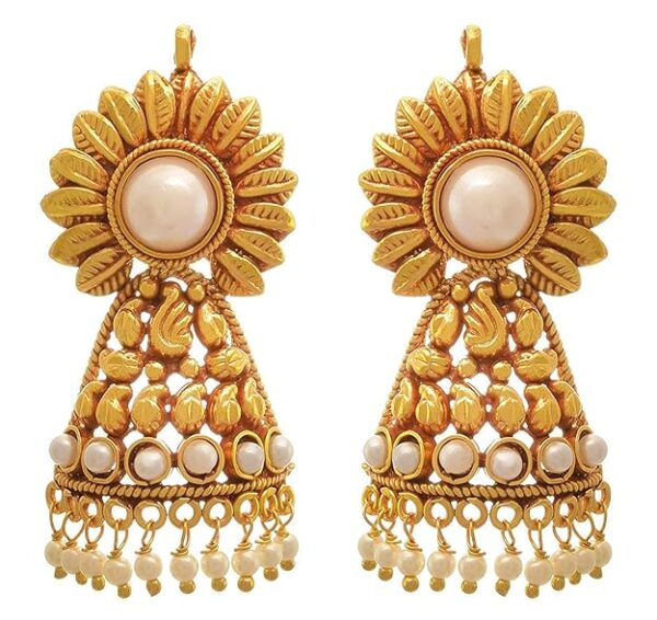 Lovely Pearl Embeded design Pendant set With Chain for Women & Girls - Image 3