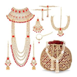 Peora Ethnic Indian Traditional Kundan Dulhan Bridal Jewelry Set Gift for Women