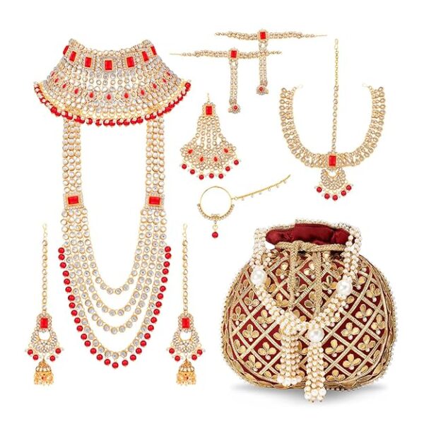 Peora Ethnic Indian Traditional Kundan Dulhan Bridal Jewelry Set Gift for Women